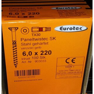 EUROTEC Paneltwistec SK, Stahl gelb verzinkt; 6,0 x 220 mm