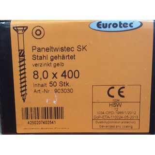 EUROTEC Paneltwistec SK, Stahl gelb verzinkt; 8,0 x 400 mm