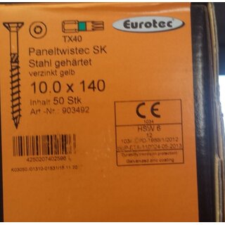 EUROTEC Paneltwistec SK, Stahl gelb verzinkt; 10,0 x 140mm